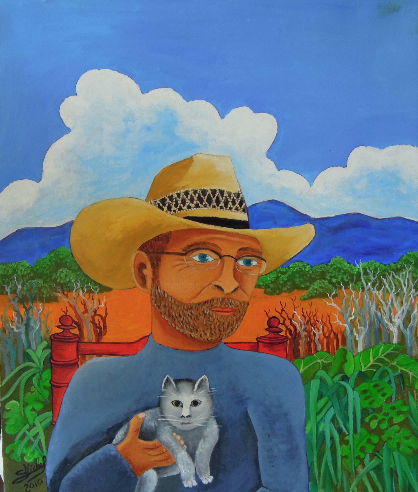 Gérard Michel - portrait avec chat